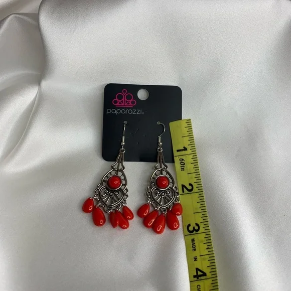 Paparazzi Earring / Fruity Tropics / Red - Picture 6 of 7